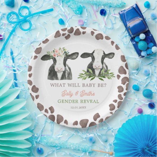 Koe Boerderij Gender Reveal Paper Bord (Feest)