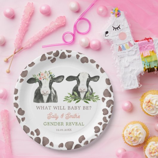 Koe Boerderij Gender Reveal Paper Bord (Feest)