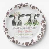 Koe Boerderij Gender Reveal Paper Bord (Voorkant)