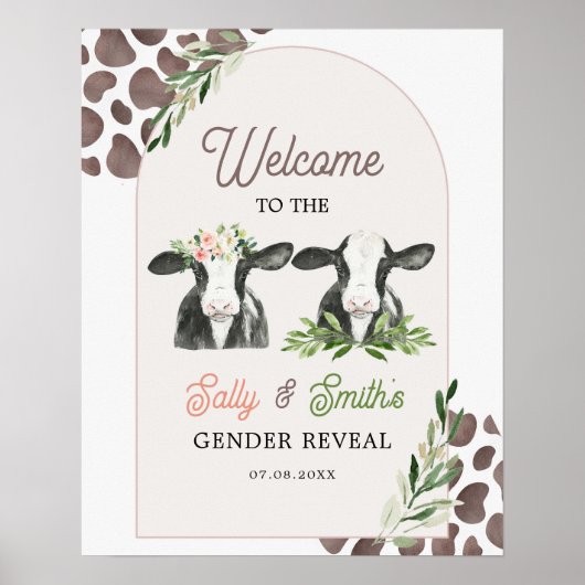 Koe Boerderij Geslacht Onthaal Welkomstbord Poster (Voorkant)