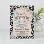 Koe boerderij Geslacht onthullen baby Uitnodiging  (Staand voorkant)