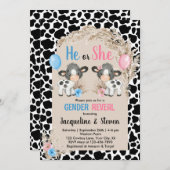 Koe boerderij Geslacht onthullen baby Uitnodiging  (Voorkant / Achterkant)