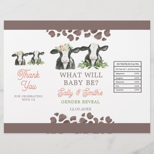 Koe Boerderij Geslacht onthullen Chip Bag Sjabloon Flyer (Voorkant)