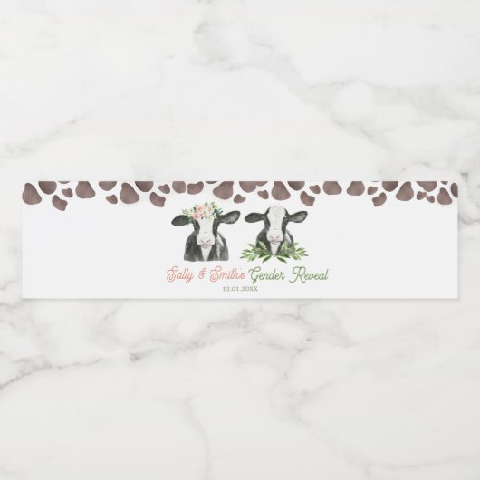 Koe Boerderij Geslacht Onthullen Waterfles Label Waterfles Etiket (Enkel label)