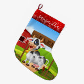 Koe boerderij kerstmis stoppen grote kerstsok (Voorkant (Hangend))