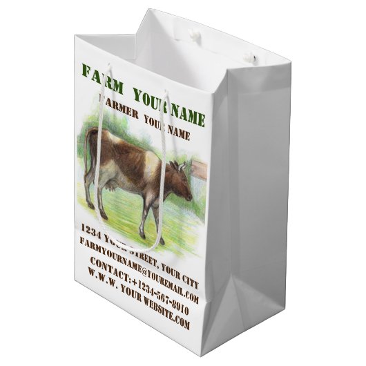 Koe boerderij medium cadeauzakje (Voorkant Gekanteld)