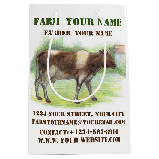 Koe boerderij medium cadeauzakje (Voorkant)