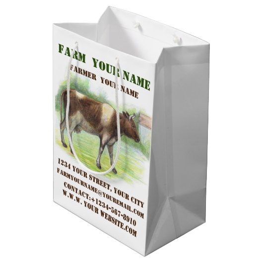 Koe boerderij medium cadeauzakje (Achterkant Gekanteld)