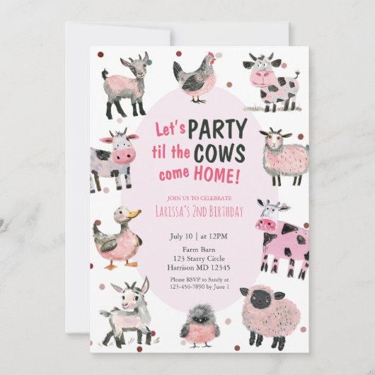 Koe Boerderij meisjes tweede verjaardag Kaart (Voorkant)