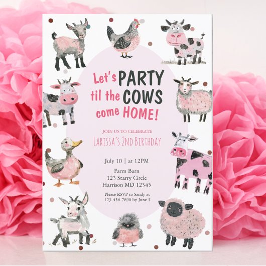 Koe Boerderij meisjes tweede verjaardag Kaart