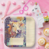 Koe Boerderij Paarse Papieren Bordje (Feest)