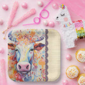 Koe Boerderij Paarse Papieren Bordje (Feest)