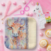 Koe Boerderij Paarse Papieren Bordje (Feest)