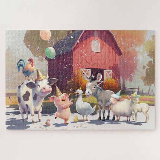 Koe boerderij partij dieren Barn Donkey Goose Pig Legpuzzel (Horizontaal)