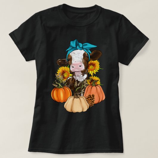 Koe Boerderij pompoen Boerderij Herfst Thanksgivin T-shirt (Design voorkant)
