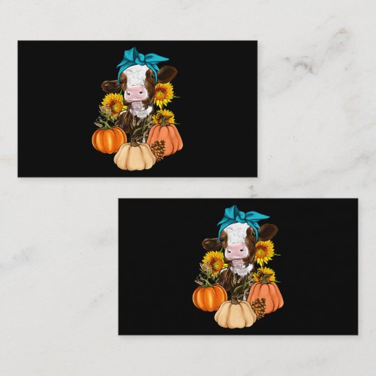 Koe Boerderij pompoen Boerderij Herfst Thanksgivin Visitekaartje (Voorkant / Achterkant)
