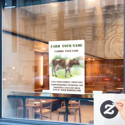 Koe boerderij raamsticker (Cafe Raam)