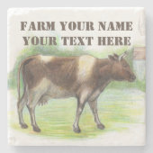 Koe boerderij stenen onderzetter (Voorkant)