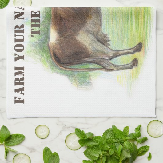 Koe boerderij theedoek (Gevouwen)