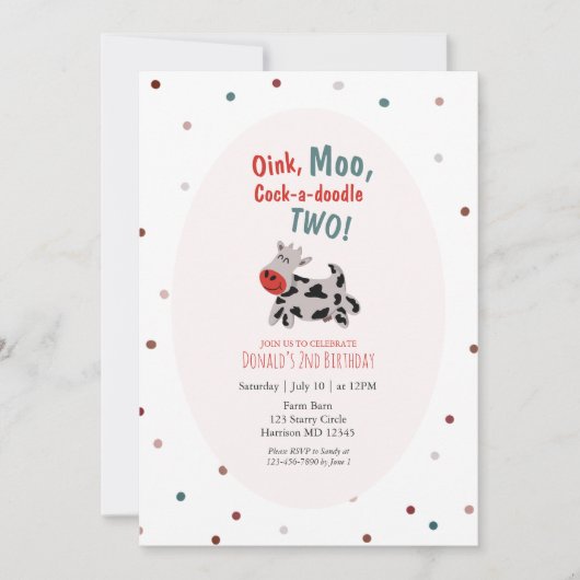 Koe Boerderij tweede verjaardag Kaart (Voorkant)
