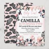 Koe Boerderij Verjaardagsfeestuitnodiging Kaart (Voorkant / Achterkant)