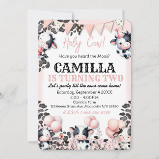 Koe Boerderij Verjaardagsfeestuitnodiging Kaart