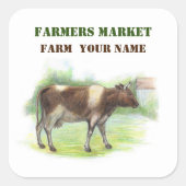 Koe boerderij vierkante sticker (Voorkant)