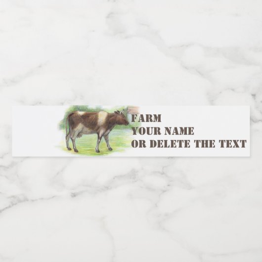 Koe boerderij waterfles etiket (Enkel label)