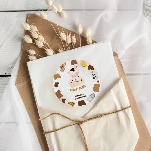 Koe Boho Baby shower Ronde Sticker