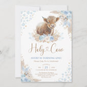 Koe Boho Blue Highland Koe Boy Verjaardag Kaart (Voorkant)