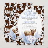 Koe Boho Floral Baby shower Kaart (Voorkant / Achterkant)