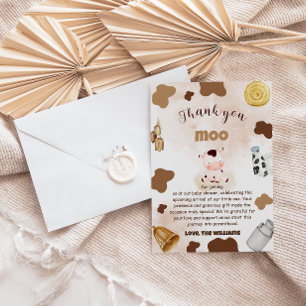 Koe Boho Landelijke Baby Shower Bedankkaart