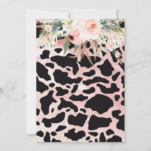 Koe Boho Pampas, Koe Baby shower Kaart (Achterkant)