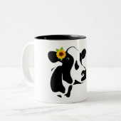 Koe boven tweetone koffie-Mok Tweekleurige Koffiemok (Voorkant links)