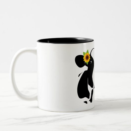 Koe boven tweetone koffie-Mok Tweekleurige Koffiemok (Links)