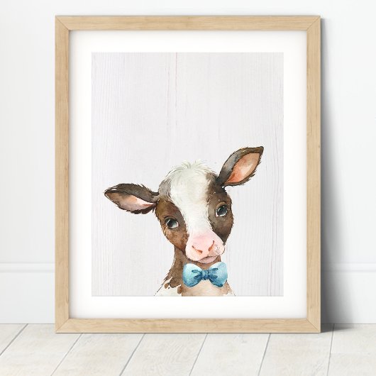 Koe Bowtie Boerderij Nursery Art Print