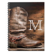 Koe Boy Boots Spur Coun Monogram Initiaal Notitieb Notitieboek (Voorkant)