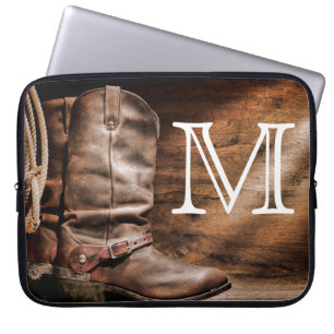 Koe Boy Boots Spur Counter Monogram 15" Laptop Hoe Laptop Sleeve