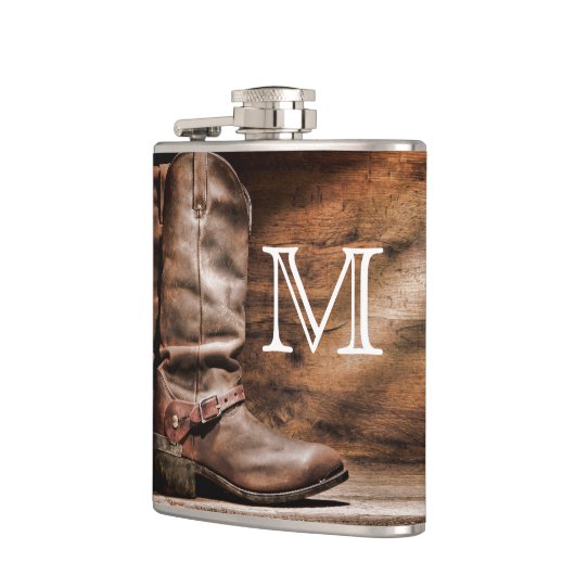Koe Boy Boots Spur Country Monogram Whiskey Flask Heupfles (Links)