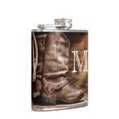 Koe Boy Boots Spur Country Monogram Whiskey Flask Heupfles (Rechts)