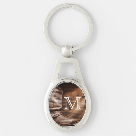 Koe Boy Boots Spur Country Rope Wood Sleutelhanger (Voorkant)