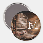 Koe Boy Boots Spur Land Monogram Initiaal Magneet (Voorkant / Achterkant)