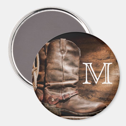 Koe Boy Boots Spur Land Monogram Initiaal Magneet (Voorkant / Achterkant)