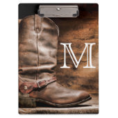 Koe Boy Boots Spur Monogram Initiaal Klembord (Voorkant)