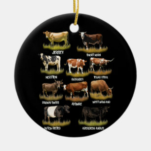 Koe Brassen Retro Farmer Beef en Dairy Graphic Keramisch Ornament