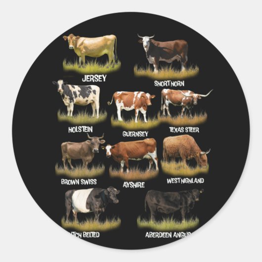 Koe Brassen Retro Farmer Beef en Dairy Graphic Ronde Sticker (Voorkant)