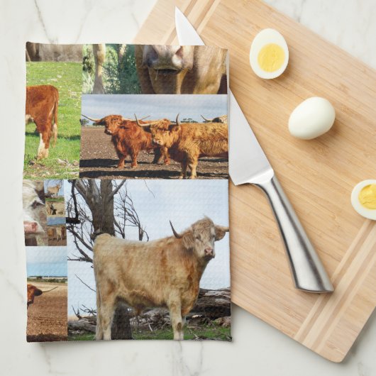 Koe Briet Photo Collage Theedoek (Quarter Fold)