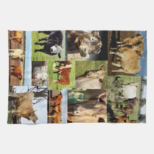 Koe Briet Photo Collage Theedoek (Horizontaal)