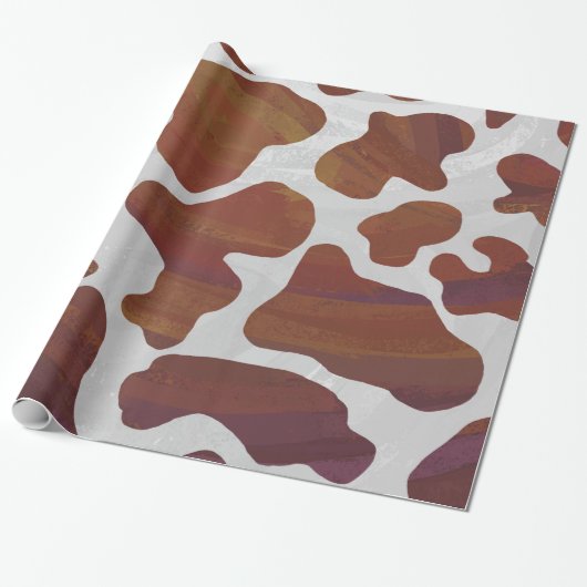Koe Brown and White Print Cadeaupapier (Uitgerold)