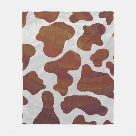 Koe Brown and White Print Fleece Deken (Voorkant)